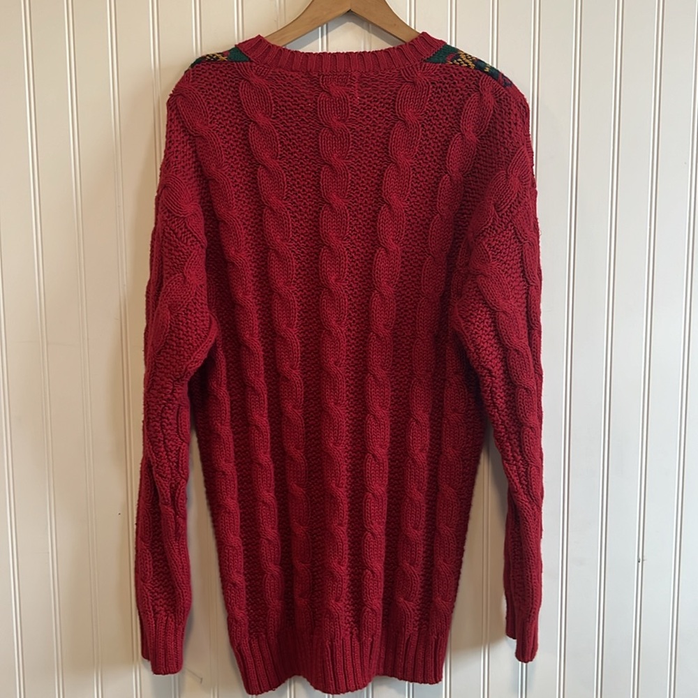 Allison Brittney sweater women size medium‎ chunky cableknit V-neck vintage 90s - Picture 4 of 8
